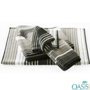 Bulk White, Mushroom, Black Stripe Designer Bath Towel Manufacturer