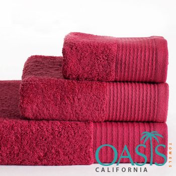 Manufacturer of Wholesale Towels With Wine Red Etched Sides