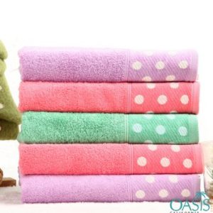 Wholesale Summer Inspired Hotel Towels with Polka Dot Border