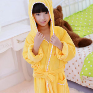 Kids Yellow Hooded Bathrobe Wholesale Manufacturer