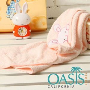 Towels with Peeping Bunny in Peach