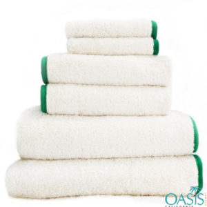 Wholesale Rich White Green Satin Border Organic Towels Manufacturer