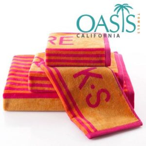 Wholesale Initials in Red and Yellow Striped Towels Manufacturer