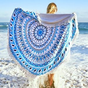 Wholesale Blue Aztec Cotton Round Beach Towels Manufacturer