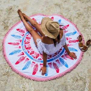Wholesale Pink and White Printed Round Beach Towels Manufacturer