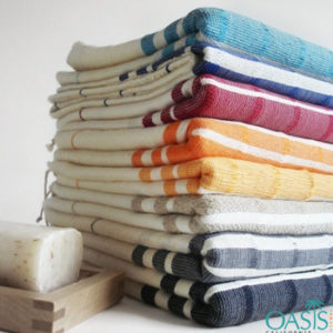 Wholesale White with Block Color Stripe Wholesale Turkish Towel Manufacturer