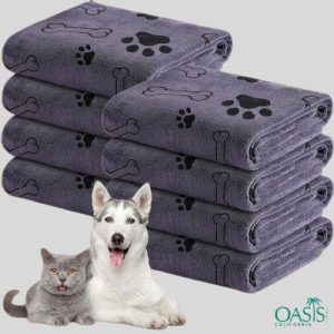 Wholesale Soft Bone and Paw Printed Pet Towel