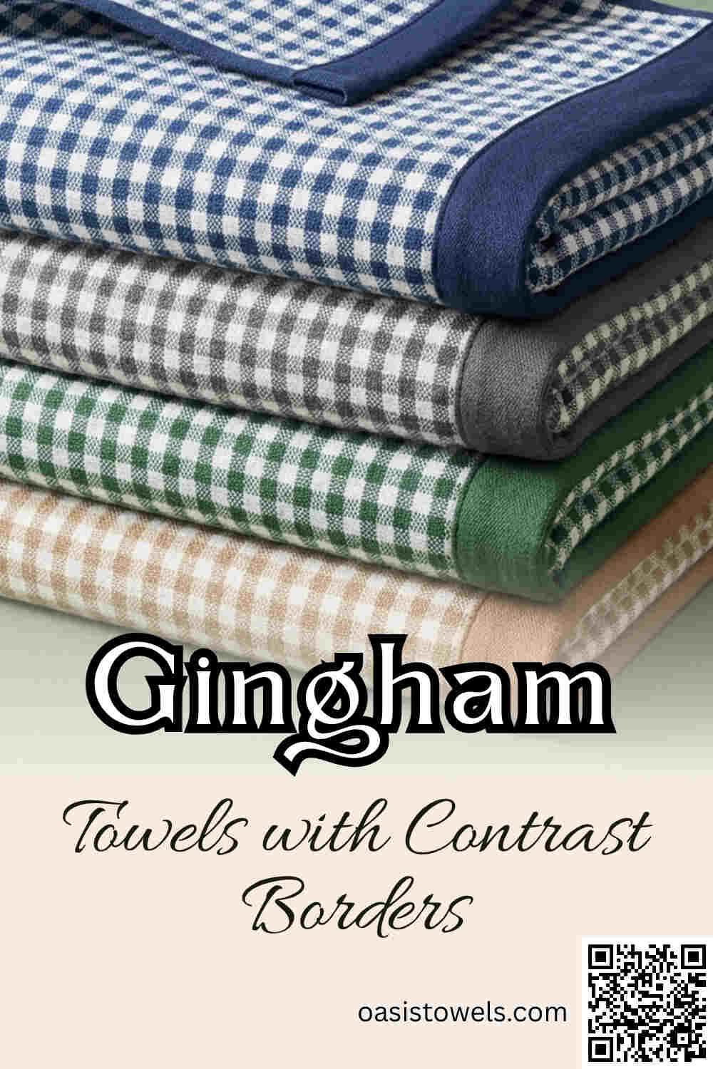 Gingham checked towels with contrast borders Gingham checked towels with contrast borders