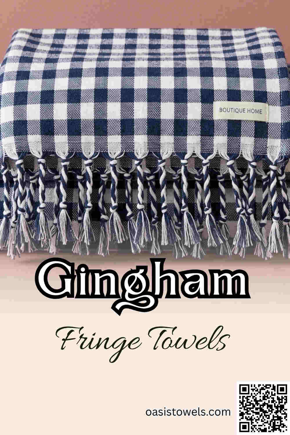 Fringed gingham check towels Fringed gingham check towels