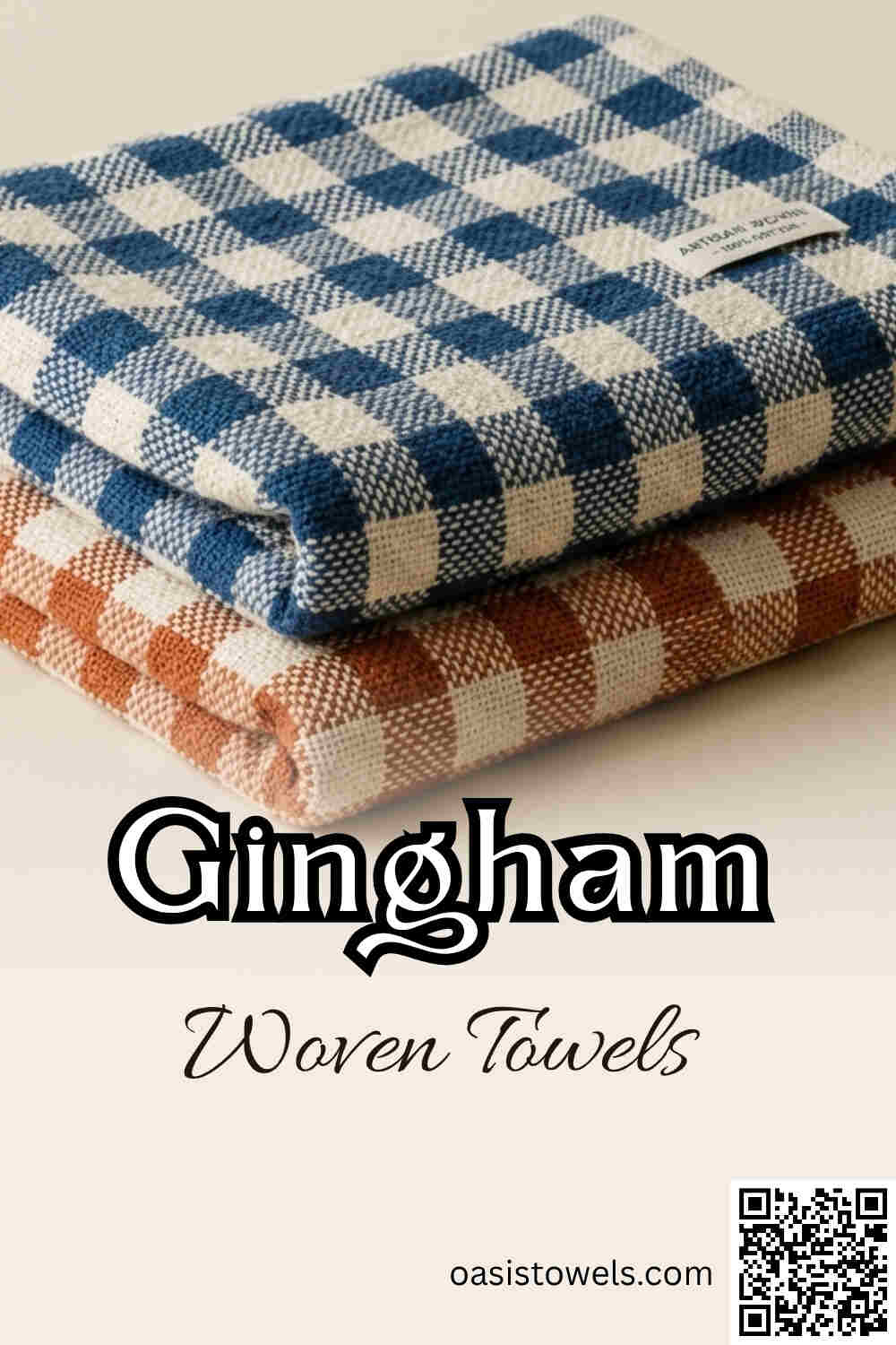 Woven gingham checked towels Woven gingham checked towels